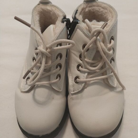 GIRLS LACE up faux furlined side zip boots size 23 - Picture 1 of 7